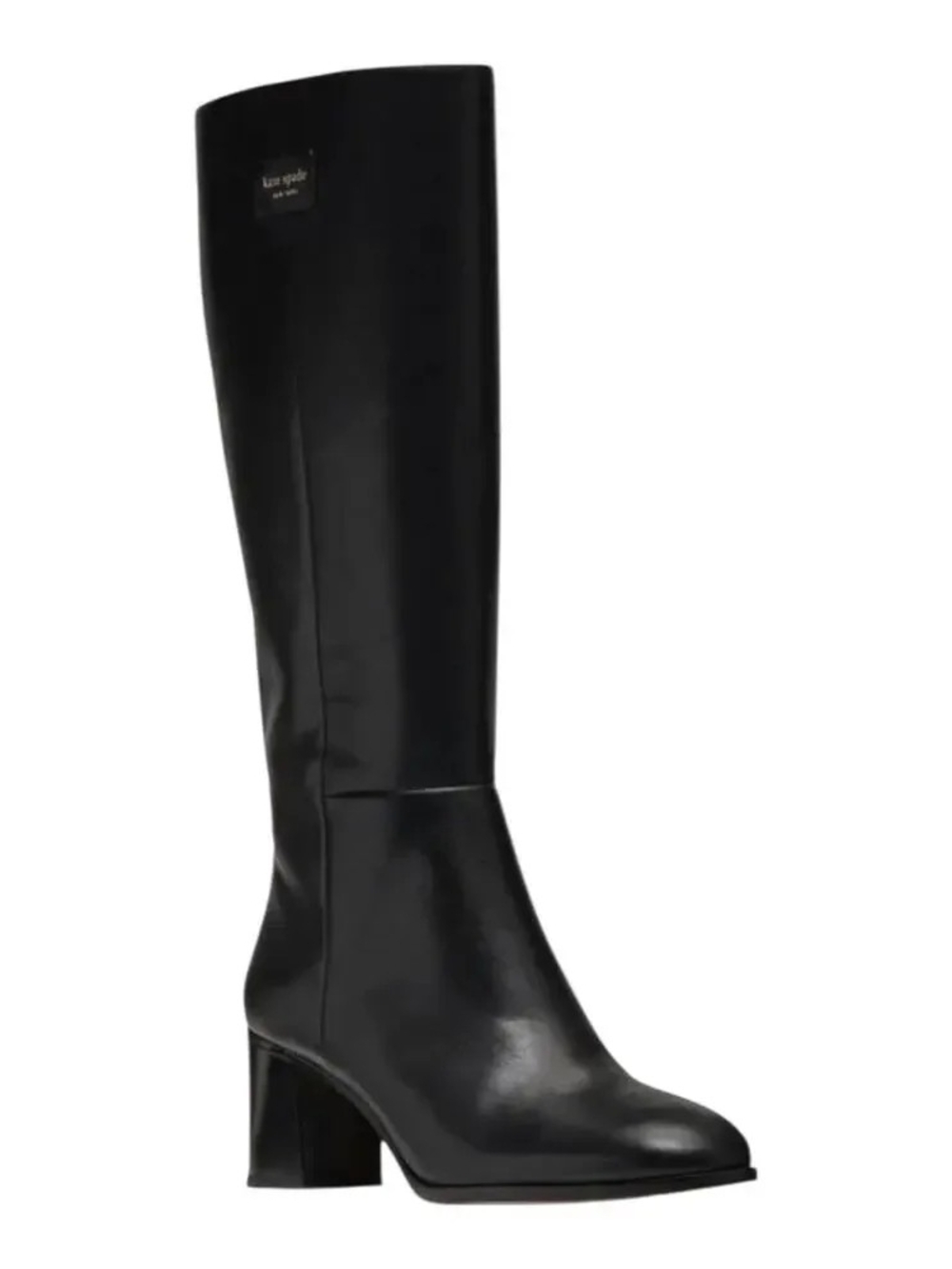 kate spade Black Leather Knee-High Block Heel Boots 7 B